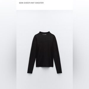 Black long sleeve semi sheer turtleneck shirt